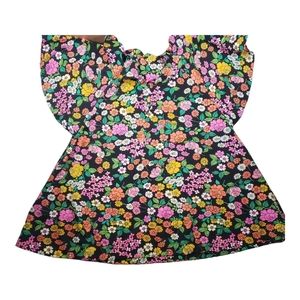 Asos ruffled neck black floral multicolor blouse size 6